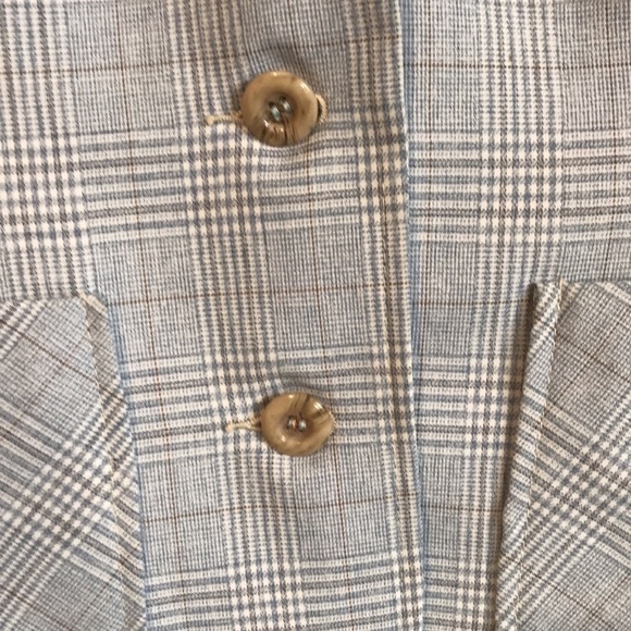 Domani by Niccolini vintage plaid blazer light blue white brown medium - Picture 4 of 11
